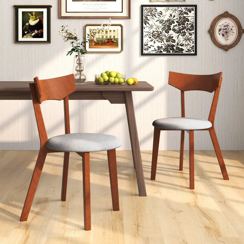 Wooden Dining Chair Set of 2 with Rubber Wood Legs and Padded Seat Cushion by DirectDeals