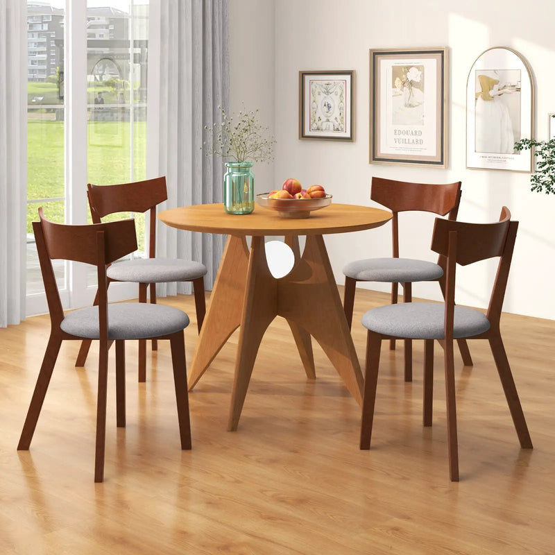 Wooden Dining Chair Set of 2 with Rubber Wood Legs and Padded Seat Cushion by DirectDeals