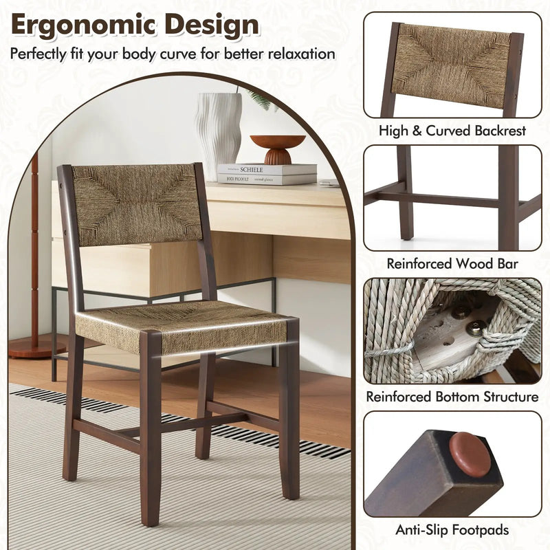 Wooden Dining Chair Set of 2 for Kitchen Dining Room-Brown by DirectDeals