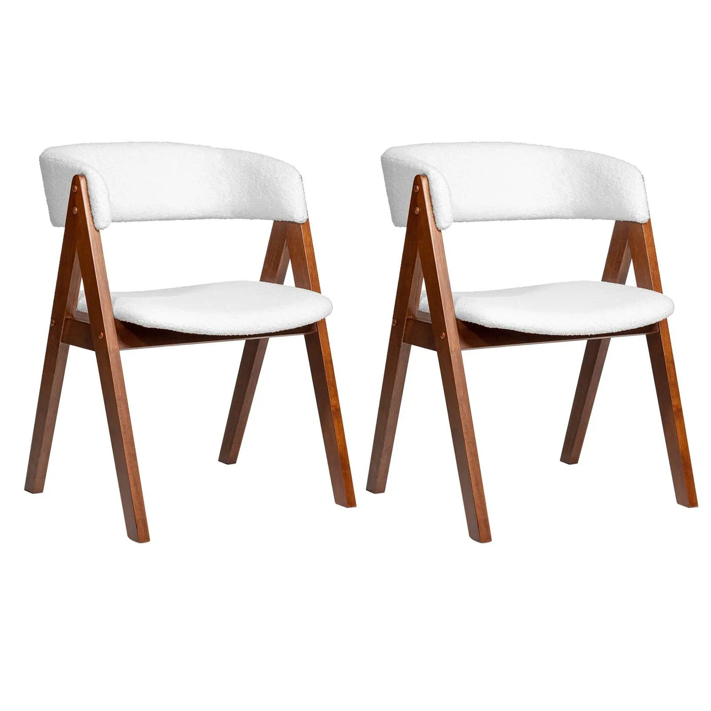 Wooden Dining Chair Set of 2 Mid-Century Modern Sherpa Upholstered Kitchen Dining Room Chairs by DirectDeals