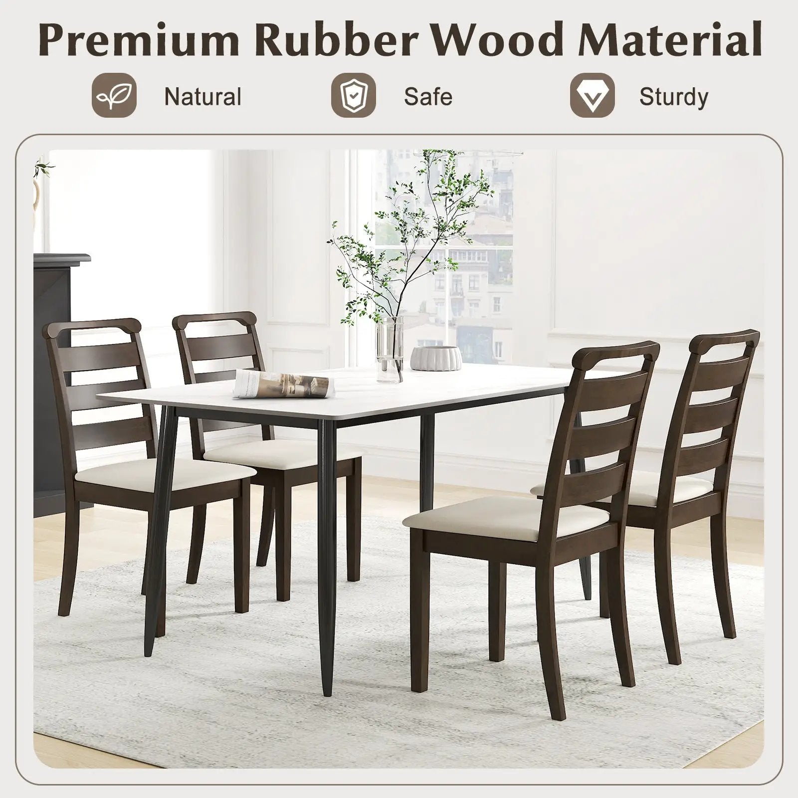 Polyester Upholstered Wooden Dining Chair Set of 2-Walnut by DirectDeals