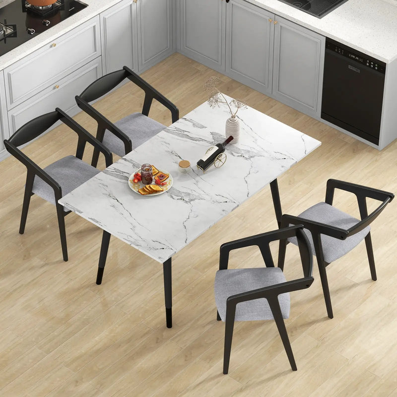 Wooden Dining Chair Set of 2 with Rubber Wood Frame Armrests and Padded Cushion-black by DirectDeals