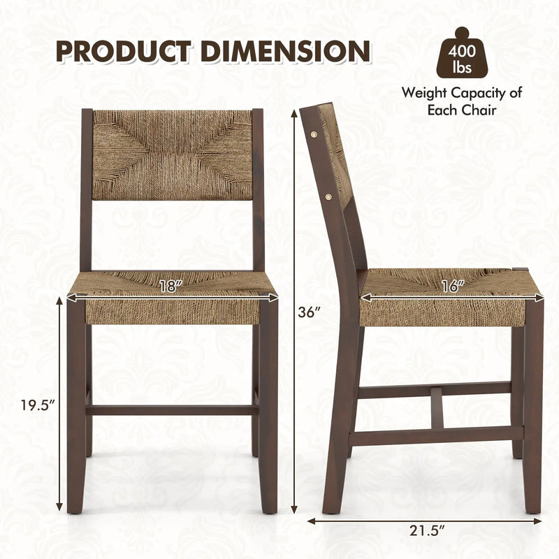 Wooden Dining Chair Set of 2 for Kitchen Dining Room-Brown by DirectDeals
