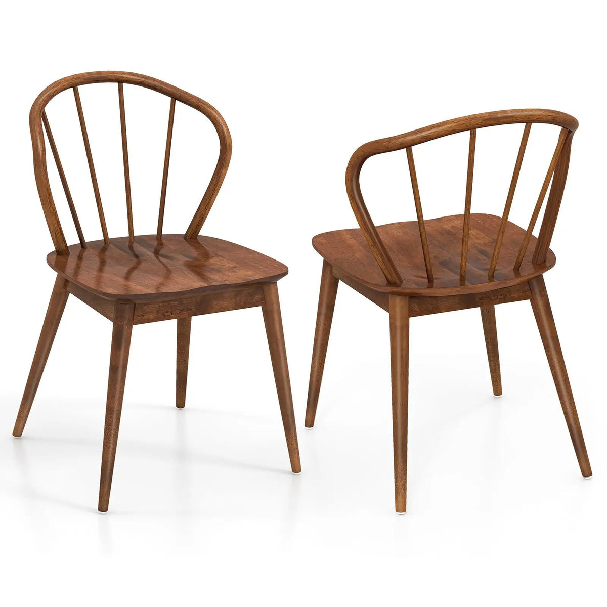 Wooden Dining Chair Set of 2 with High Spindle Back and Wide Seat by DirectDeals