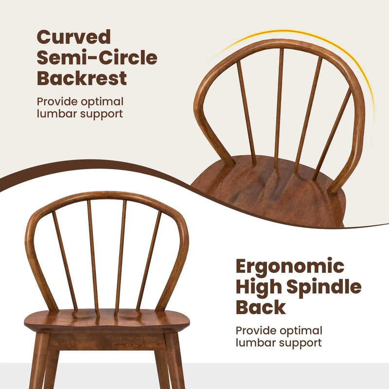 Wooden Dining Chair Set of 2 with High Spindle Back and Wide Seat by DirectDeals