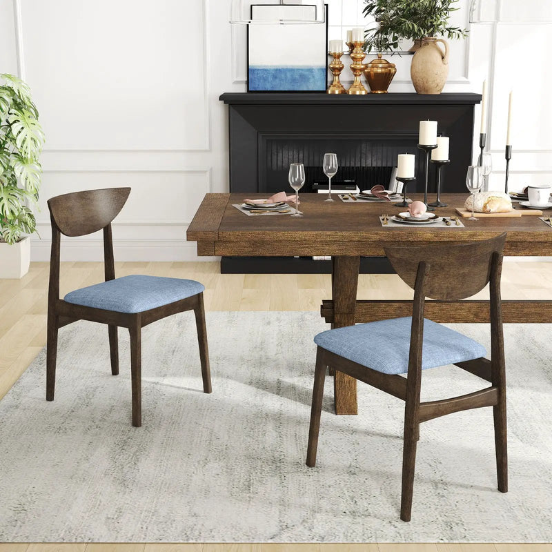 Wooden Dining Chair Set of 2 with Rubber Wood Leg-Brown by DirectDeals