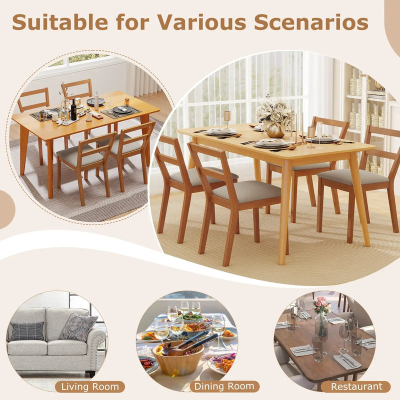 Wooden Dining Chair Set of 2 Farmhouse Kitchen Chair with Upholstered Seat-Brown by DirectDeals
