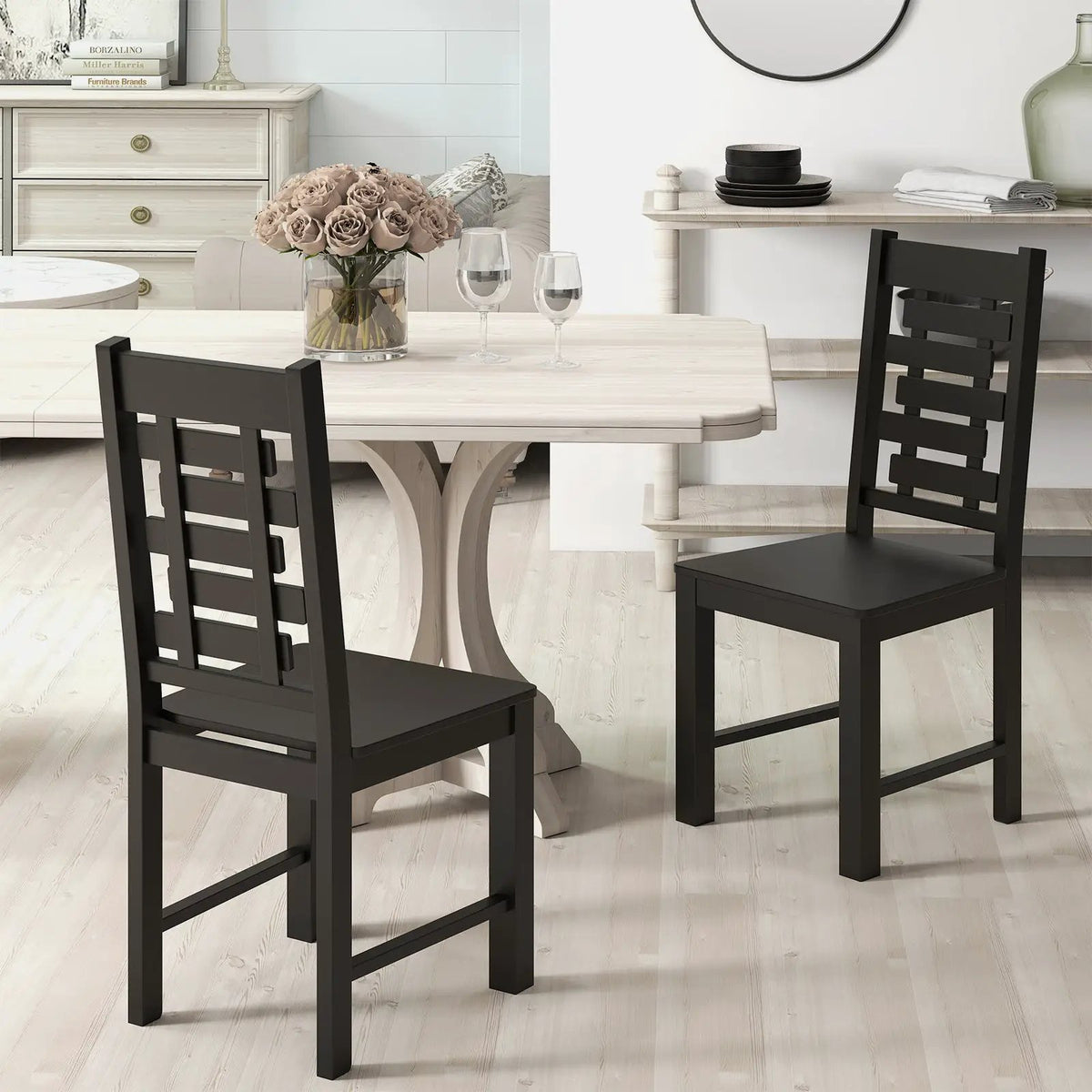 Wooden Dining Chair Set of 2 Solid Rubber Wood Kitchen Chairs by DirectDeals