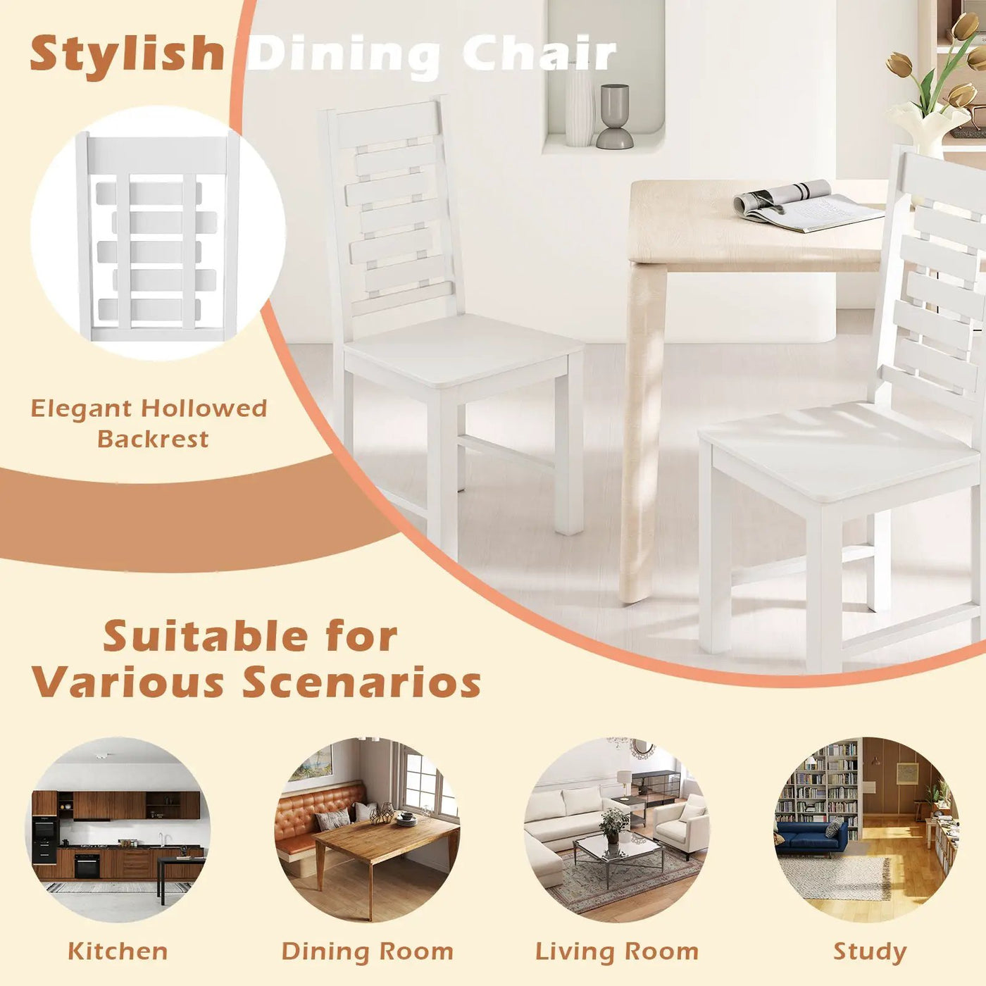 Wooden Dining Chair Set of 2 Solid Rubber Wood Kitchen Chairs by DirectDeals