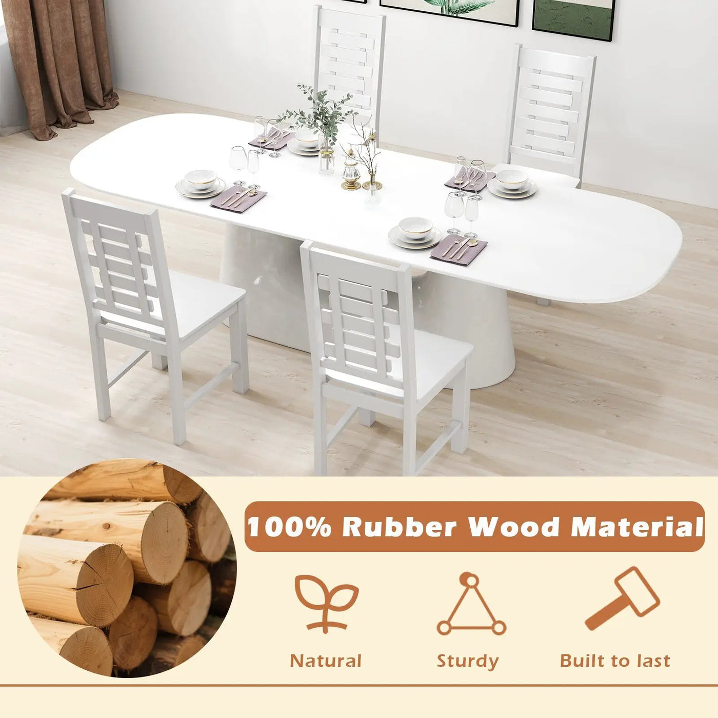 Wooden Dining Chair Set of 2 Solid Rubber Wood Kitchen Chairs by DirectDeals