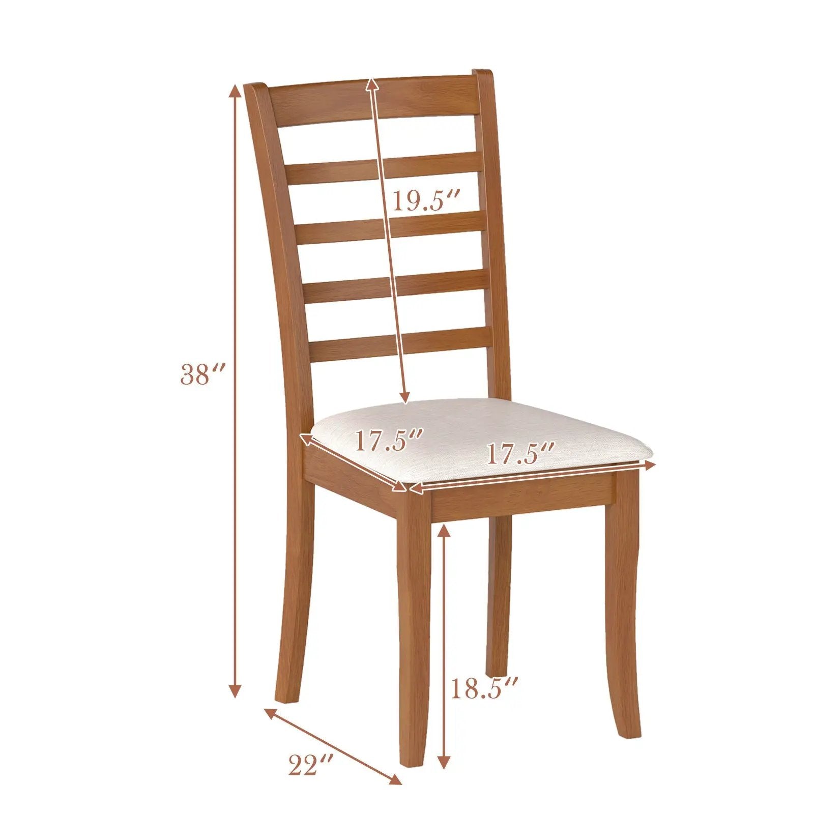 Wooden Dining Chair Set of 2 Modern Upholstered Kitchen Chair-Beige by DirectDeals