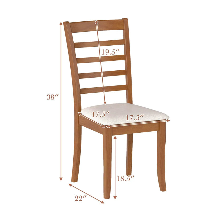 Wooden Dining Chair Set of 2 Modern Upholstered Kitchen Chair-Beige by DirectDeals
