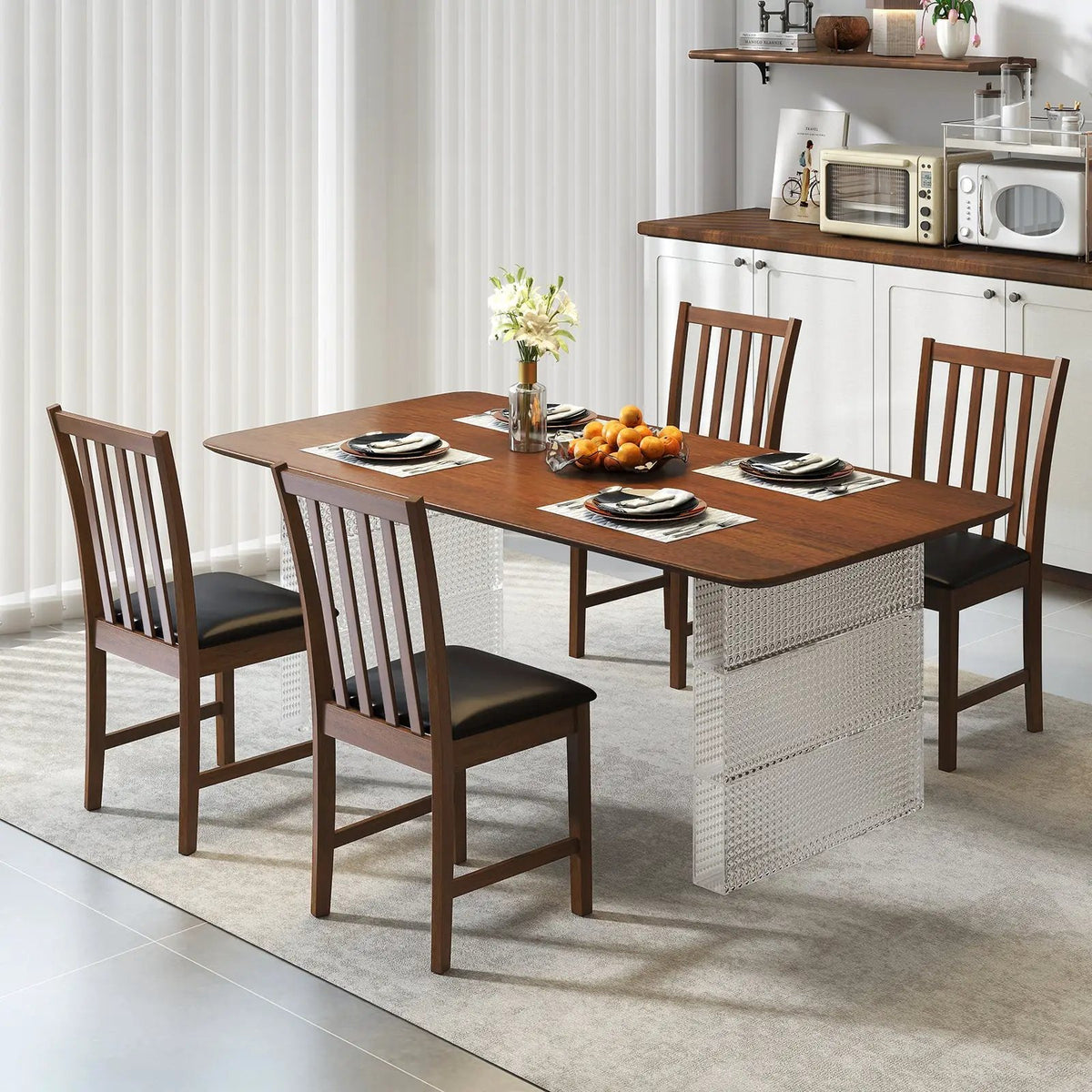Wooden Dining Chair Set of 2 with Rubber Wood Frame and Padded Seat by DirectDeals