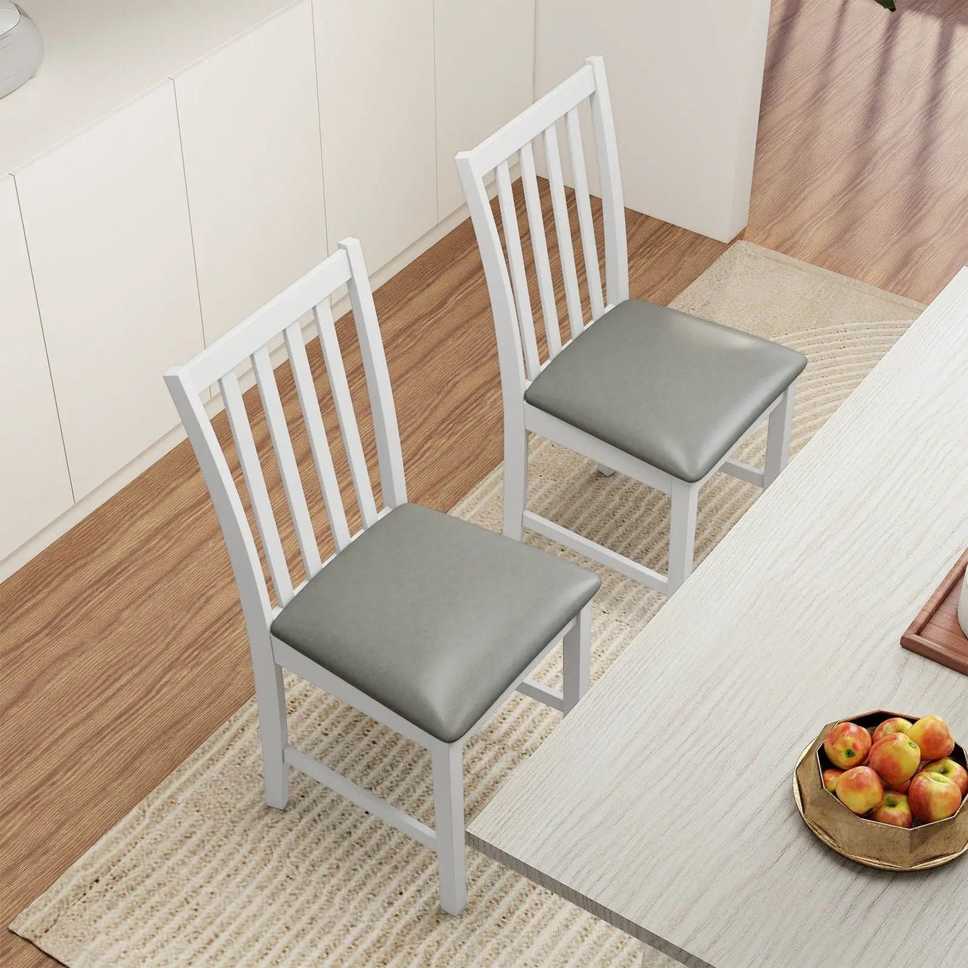 Wooden Dining Chair Set of 2 with Rubber Wood Frame and Padded Seat by DirectDeals