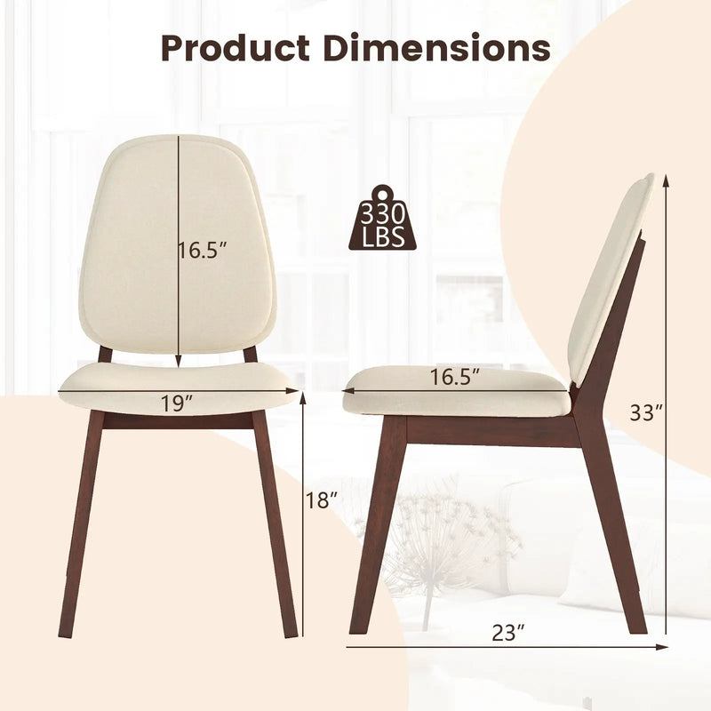 Wooden Dining Chair Set of 2 Mid-Century Modern Upholstered Side Armless Chair-Brown by DirectDeals