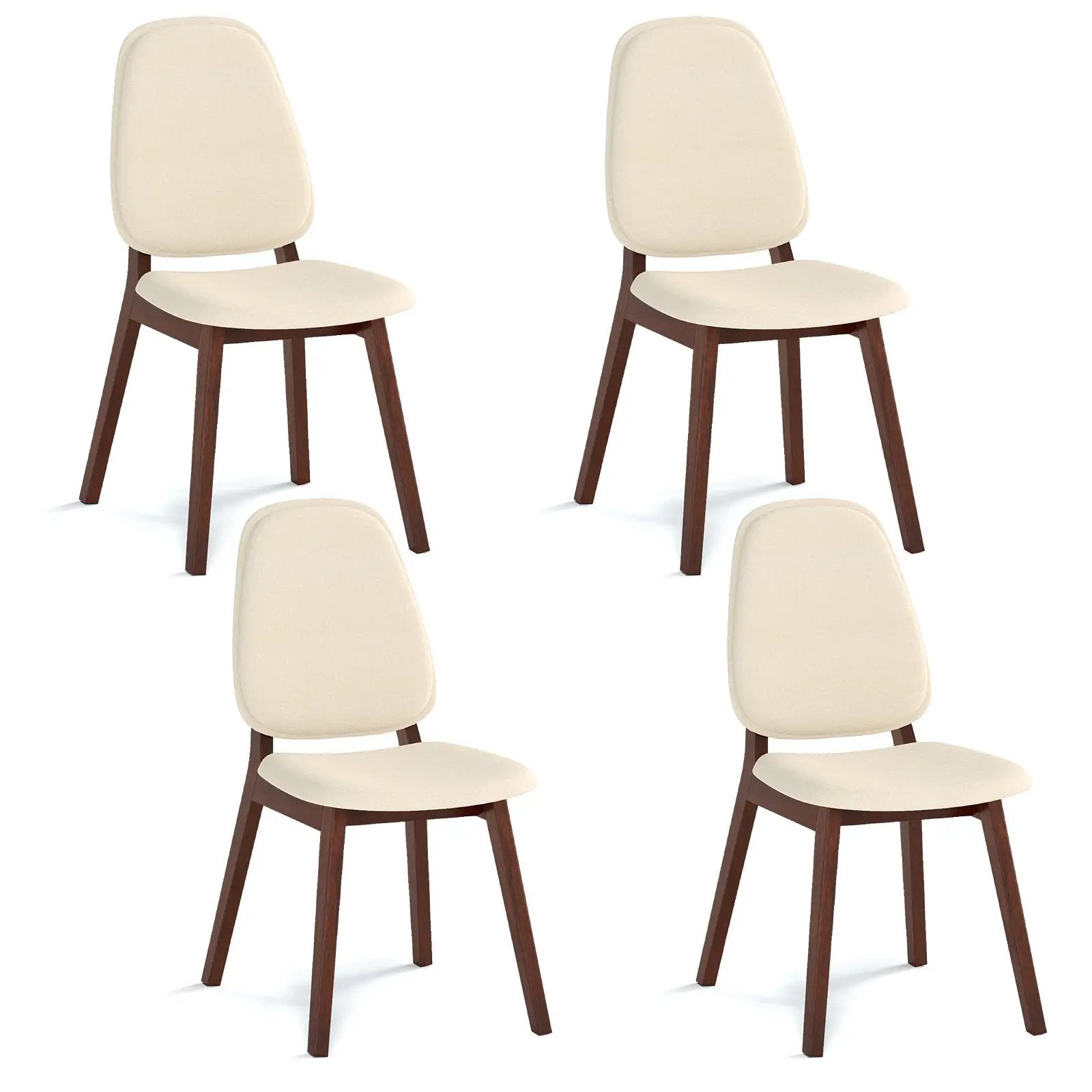 Wooden Dining Chair Set of 4 Mid-Century Modern Upholstered Side Armless Chair-Brown by DirectDeals