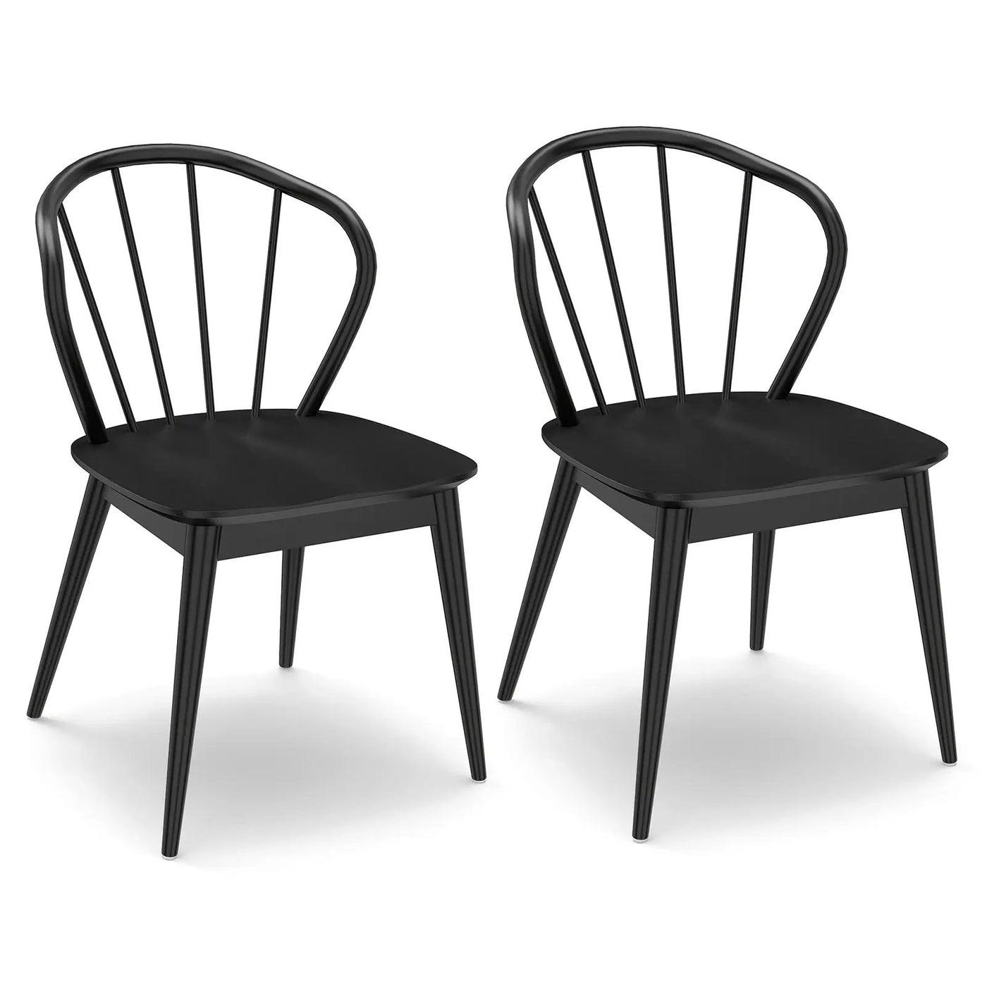 Wooden Dining Chair Set of 2 with High Spindle Back and Wide Seat by DirectDeals