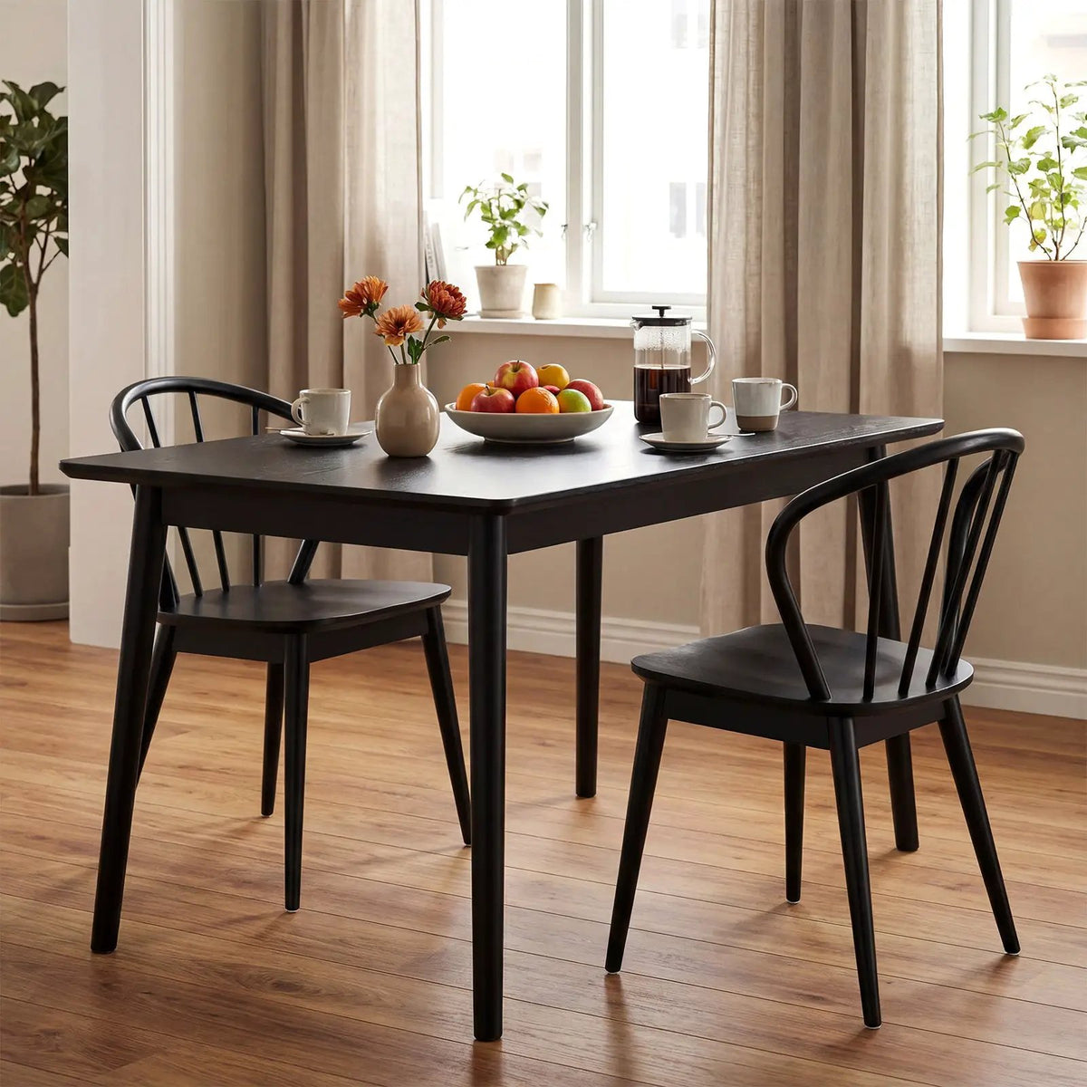 Wooden Dining Chair Set of 2 with High Spindle Back and Wide Seat by DirectDeals