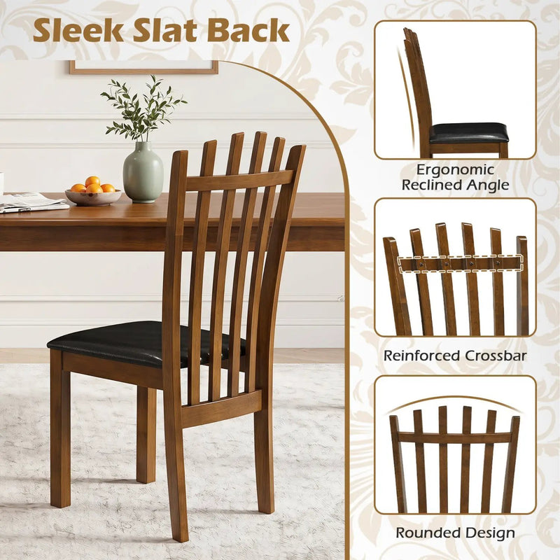 Dining Chairs Set of 2 with Spindle Back and PU Leather Seat by DirectDeals