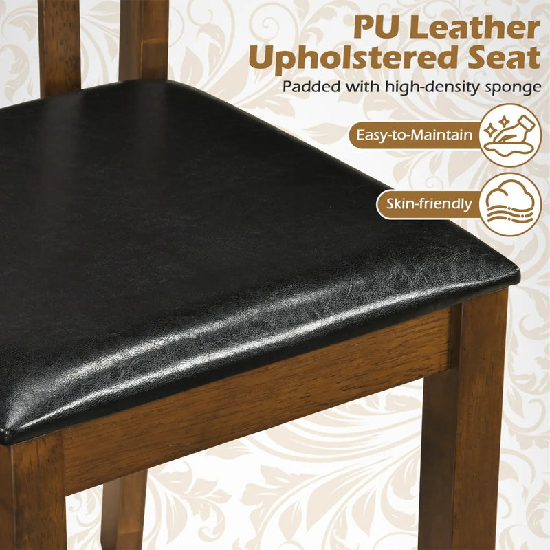 Dining Chairs Set of 2 with Spindle Back and PU Leather Seat by DirectDeals
