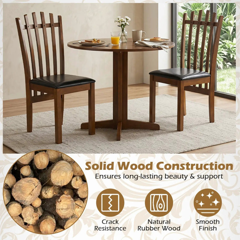 Dining Chairs Set of 2 with Spindle Back and PU Leather Seat by DirectDeals