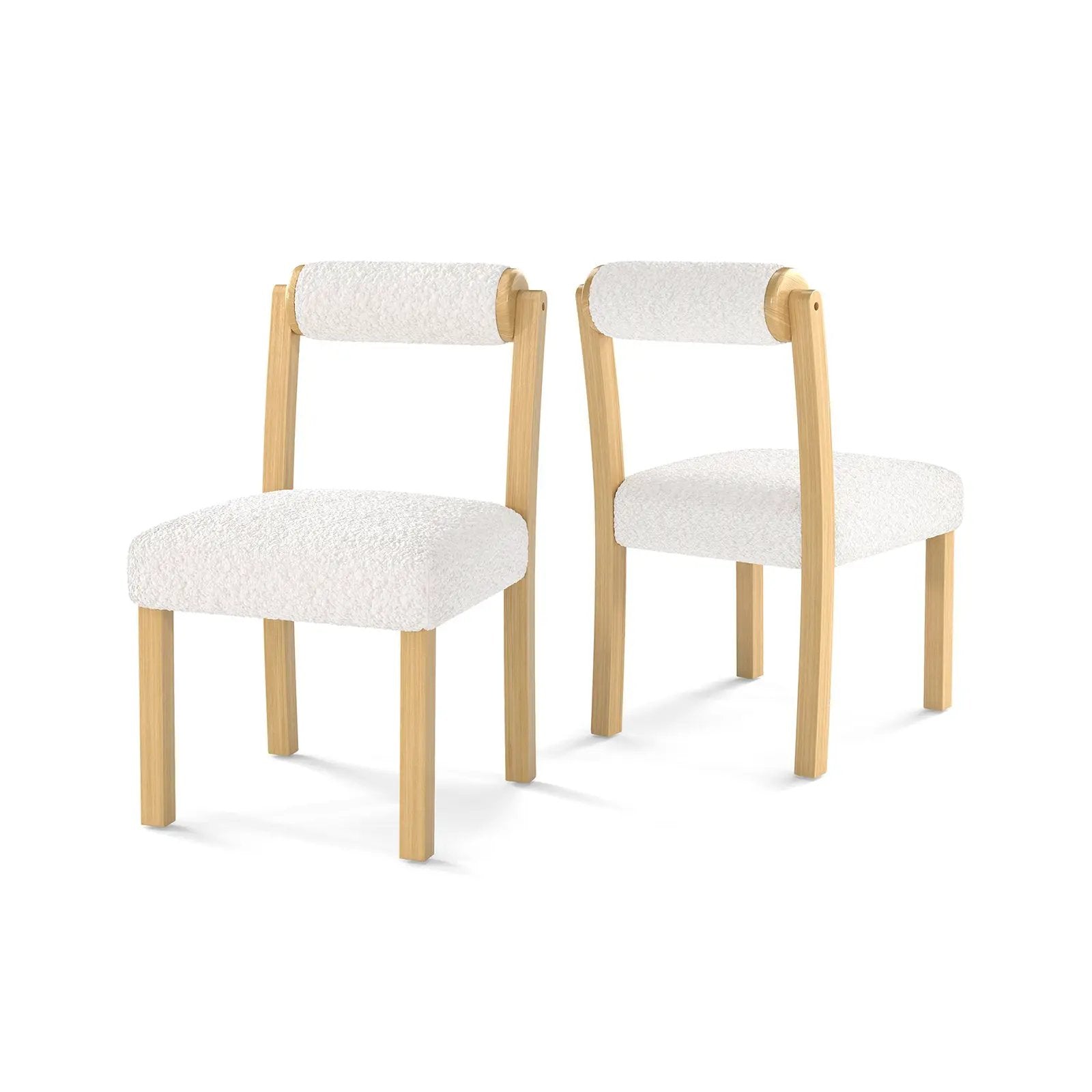 Wooden Dining Chair with Rubber Wood Frame and Cylinder Back Set of 2-White by DirectDeals