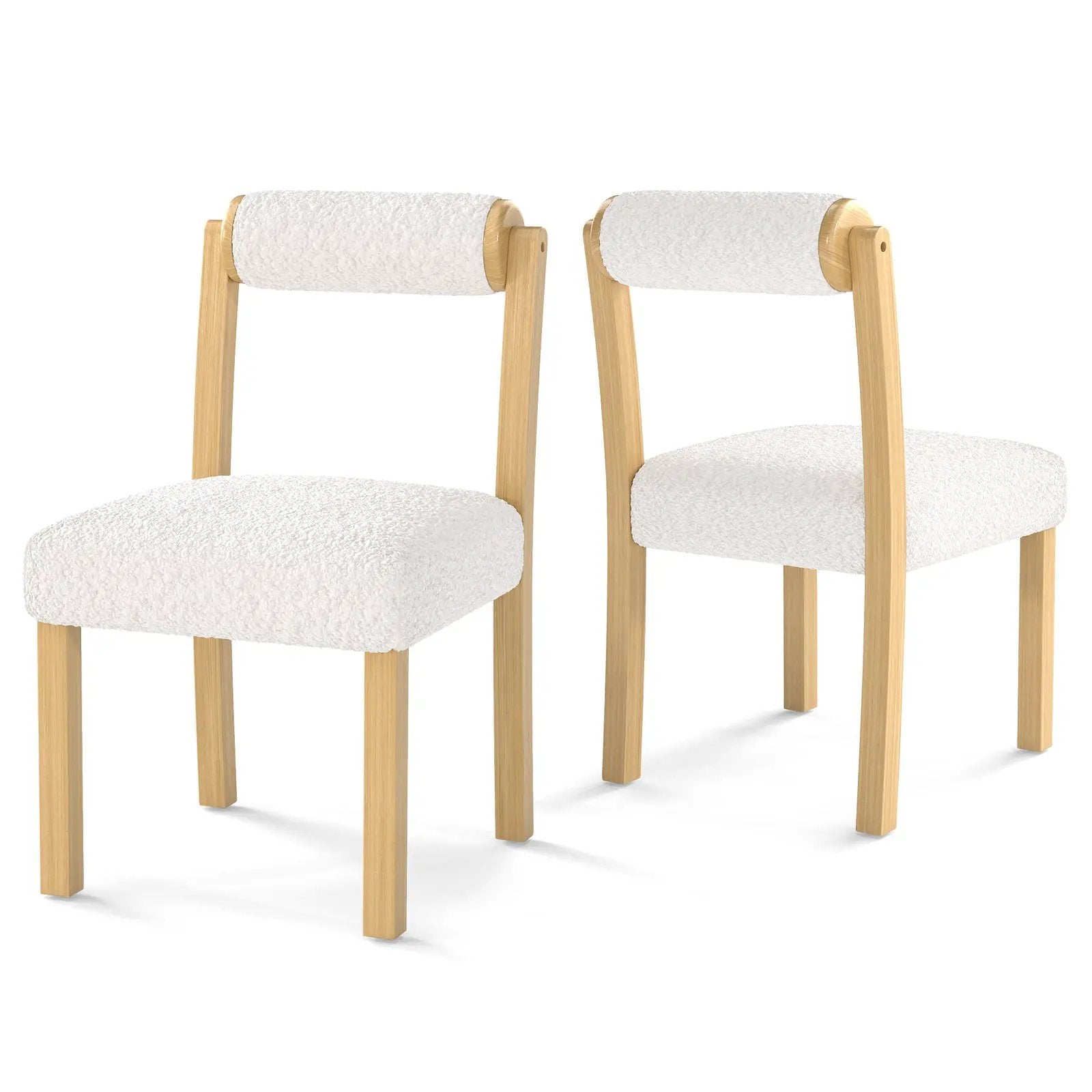Wooden Dining Chair with Rubber Wood Frame and Cylinder Back Set of 2-White by DirectDeals