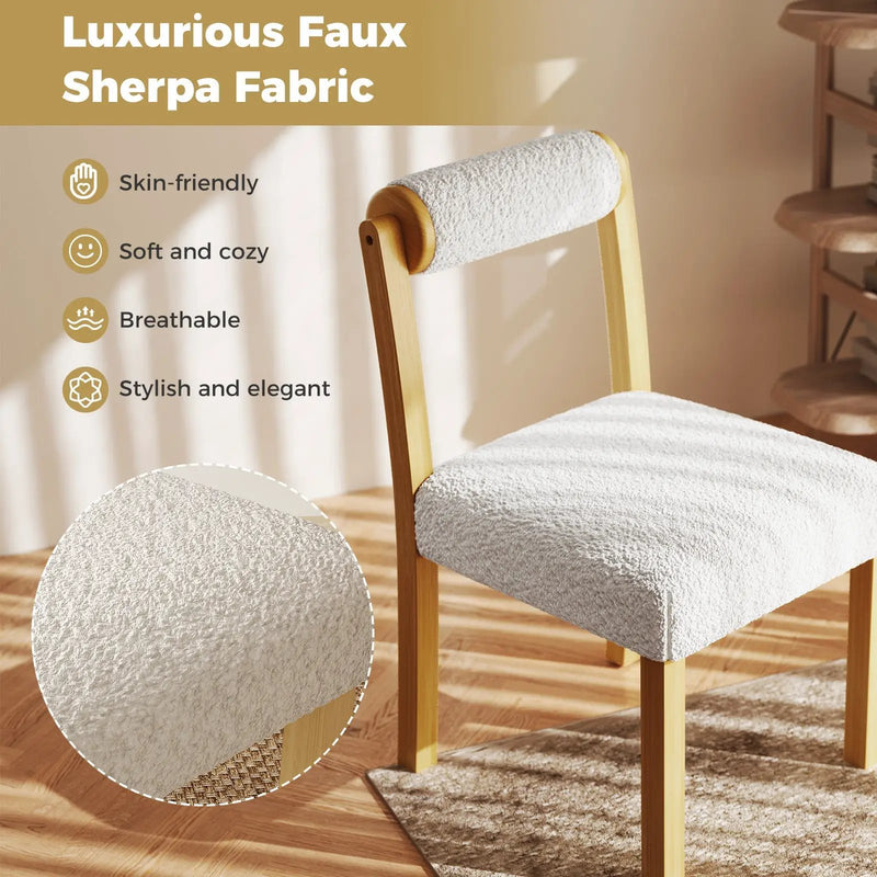 Wooden Dining Chair with Rubber Wood Frame and Cylinder Back Set of 2-White by DirectDeals
