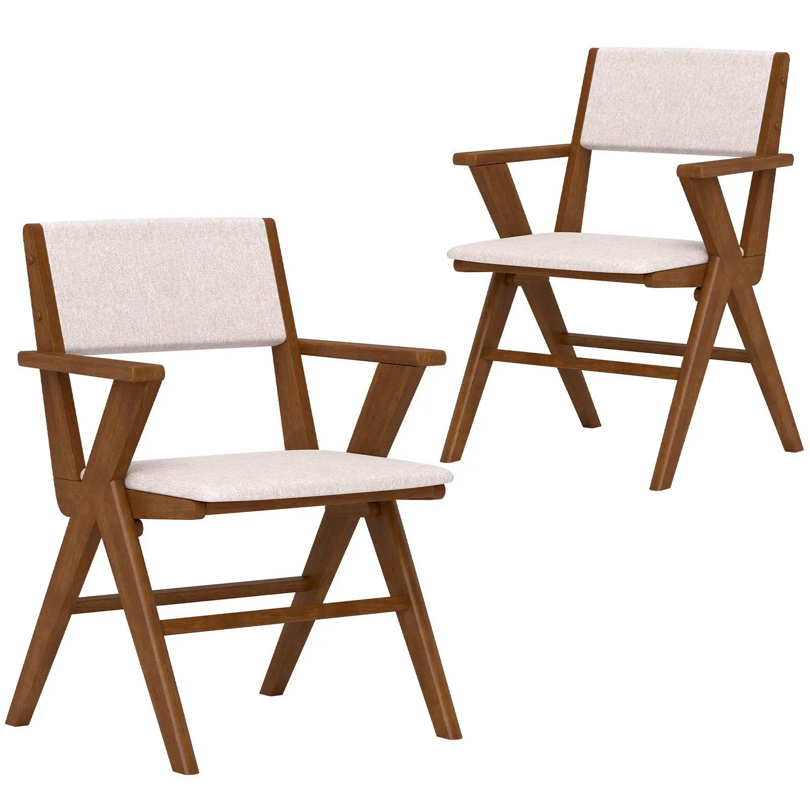 Wooden Dining Chair with Rubber Wood Frame Set of 2-Walnut by DirectDeals