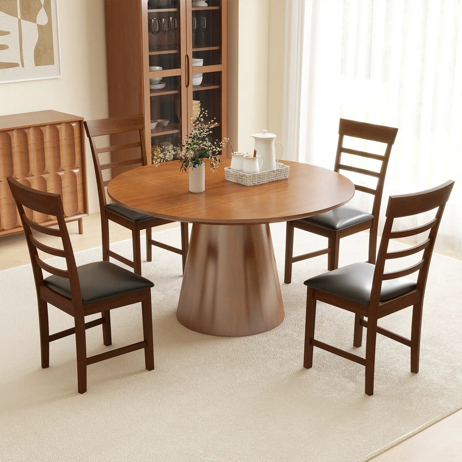 Wooden Dining Chair with Rubber Wood Frame Set of 2-Oak by DirectDeals