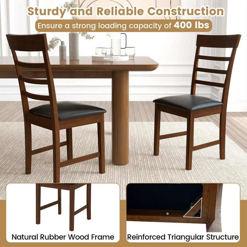 Wooden Dining Chair with Rubber Wood Frame Set of 2-Oak by DirectDeals
