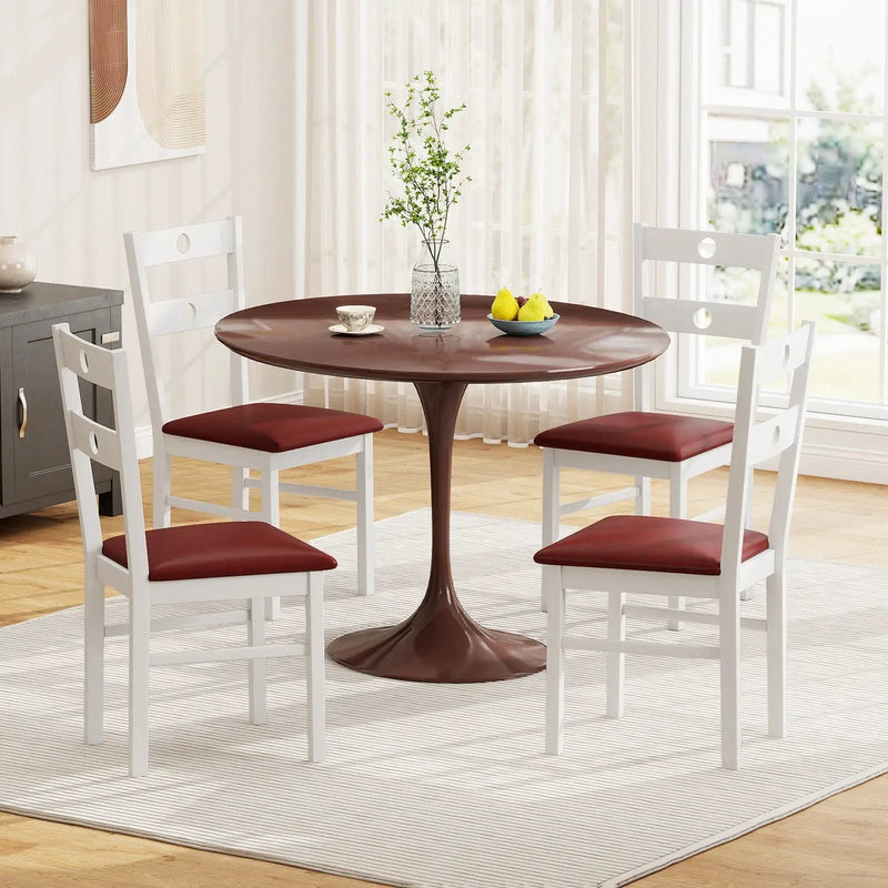 Wooden Dining Chairs Set of 2 Armless Kitchen Chairs with Hollowed Backrest by DirectDeals