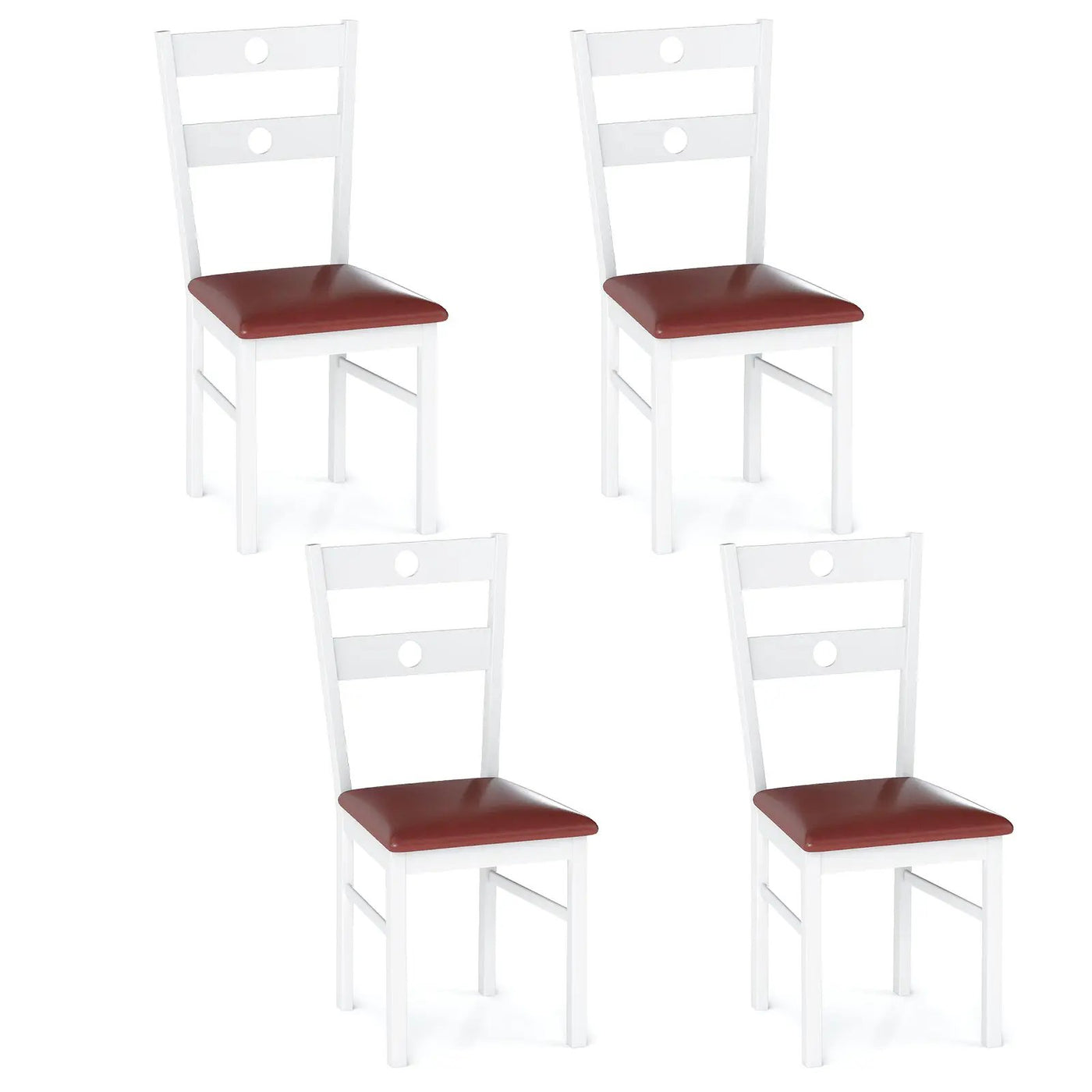 Wooden Dining Chairs Set of 4 Armless Kitchen Chairs with Hollowed Backrest by DirectDeals