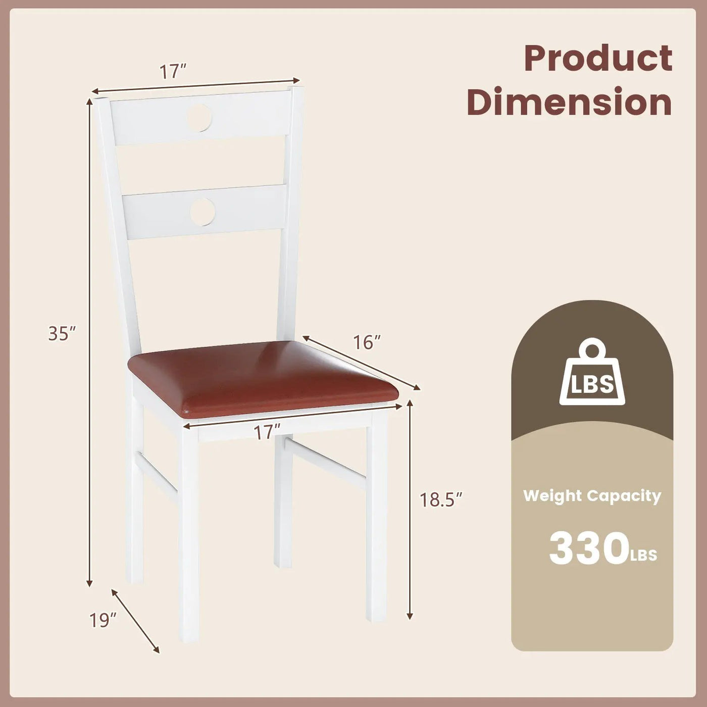 Wooden Dining Chairs Set of 4 Armless Kitchen Chairs with Hollowed Backrest by DirectDeals