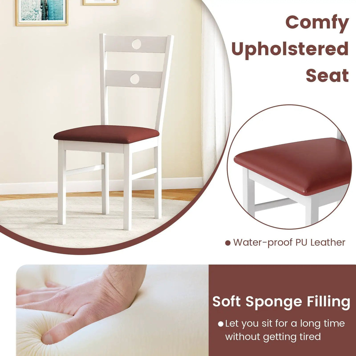 Wooden Dining Chairs Set of 4 Armless Kitchen Chairs with Hollowed Backrest by DirectDeals