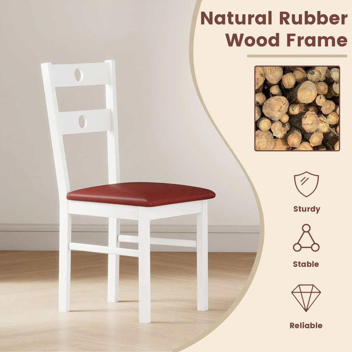 Wooden Dining Chairs Set of 4 Armless Kitchen Chairs with Hollowed Backrest by DirectDeals