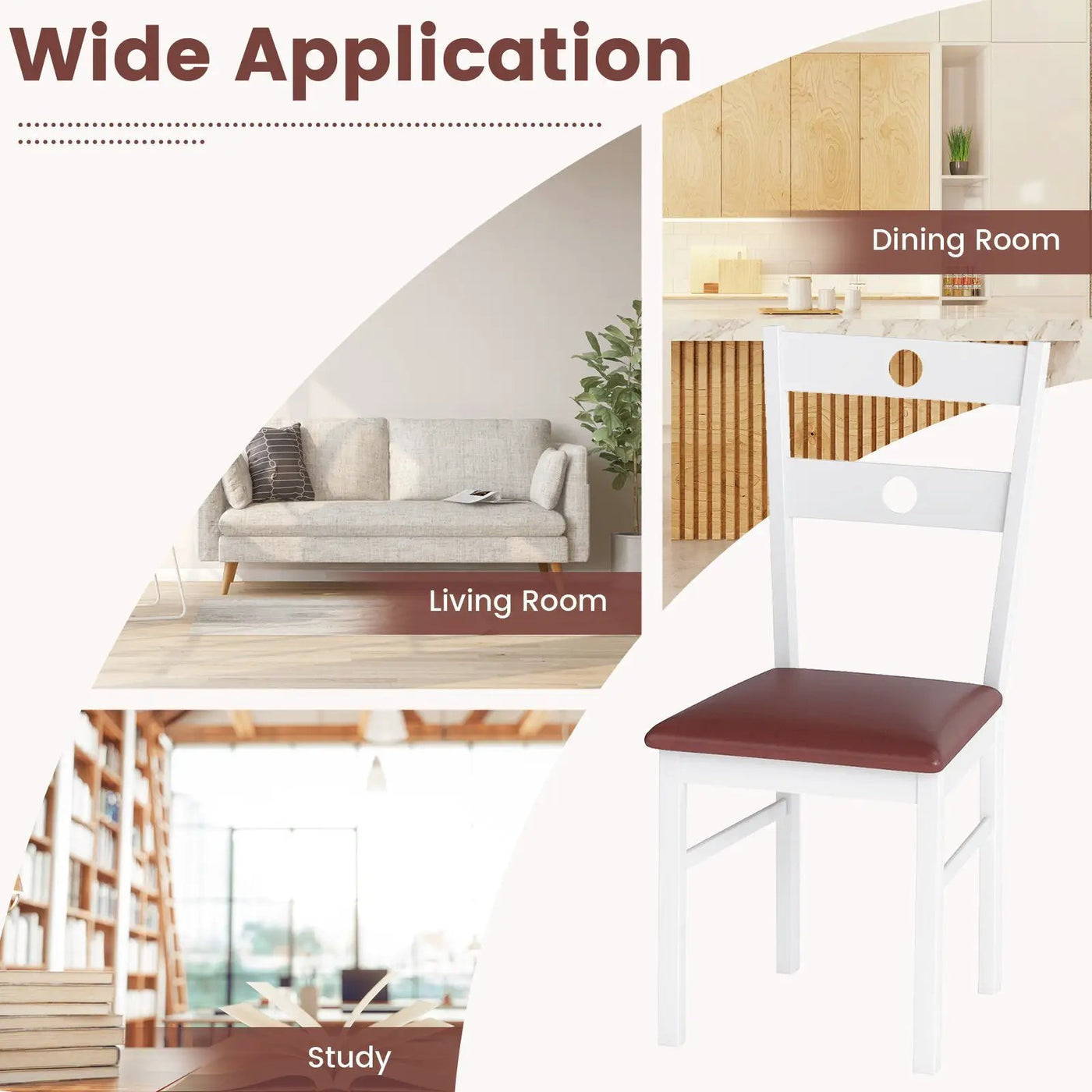 Wooden Dining Chairs Set of 4 Armless Kitchen Chairs with Hollowed Backrest by DirectDeals