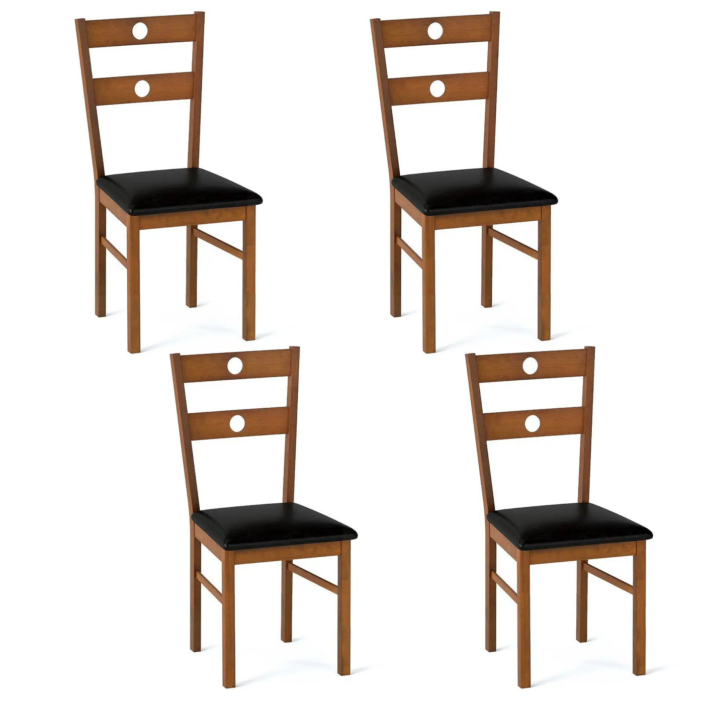 Wooden Dining Chairs Set of 4 Armless Kitchen Chairs with Hollowed Backrest by DirectDeals
