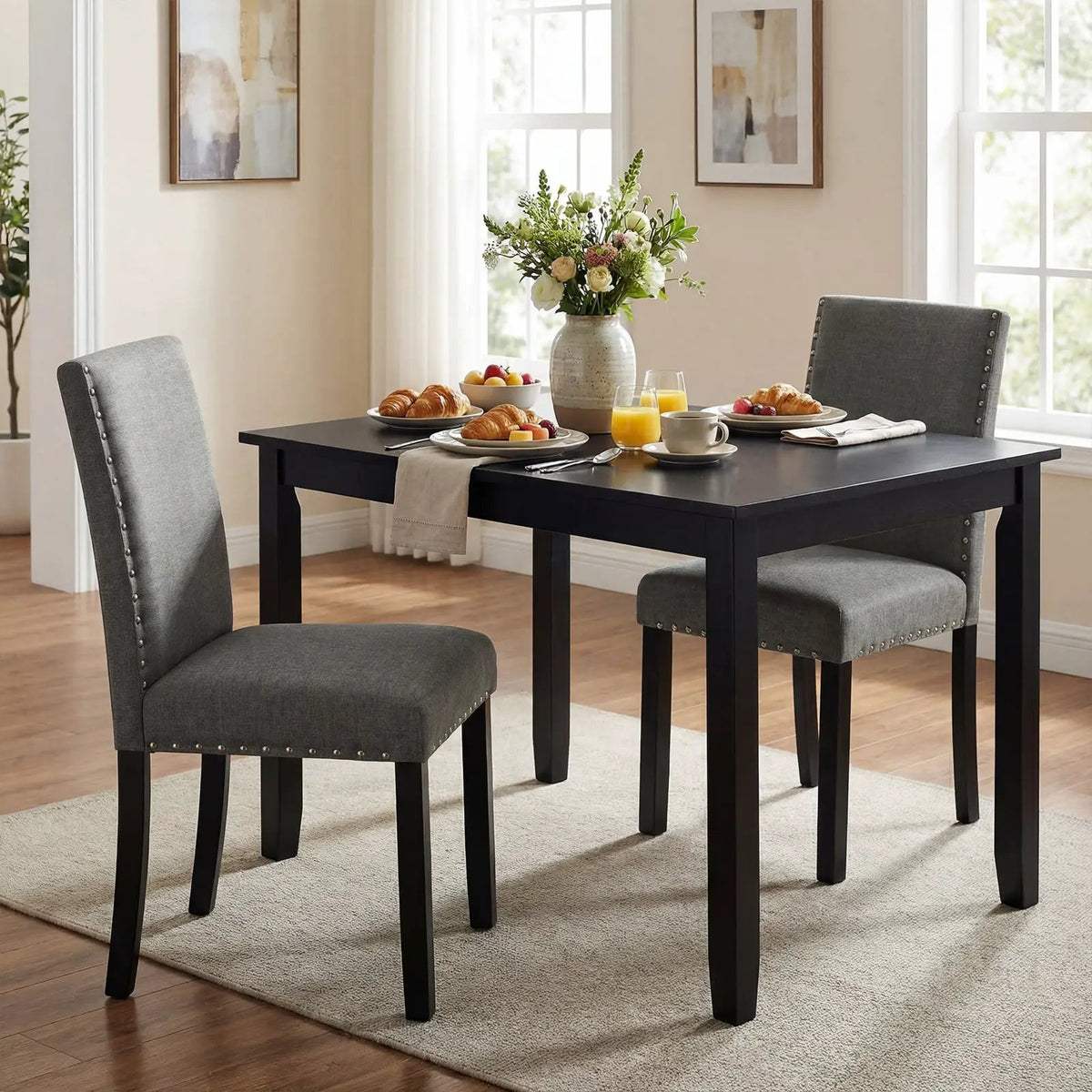 Wooden Dining Chairs Set of 4 with Bent Wood Legs by DirectDeals