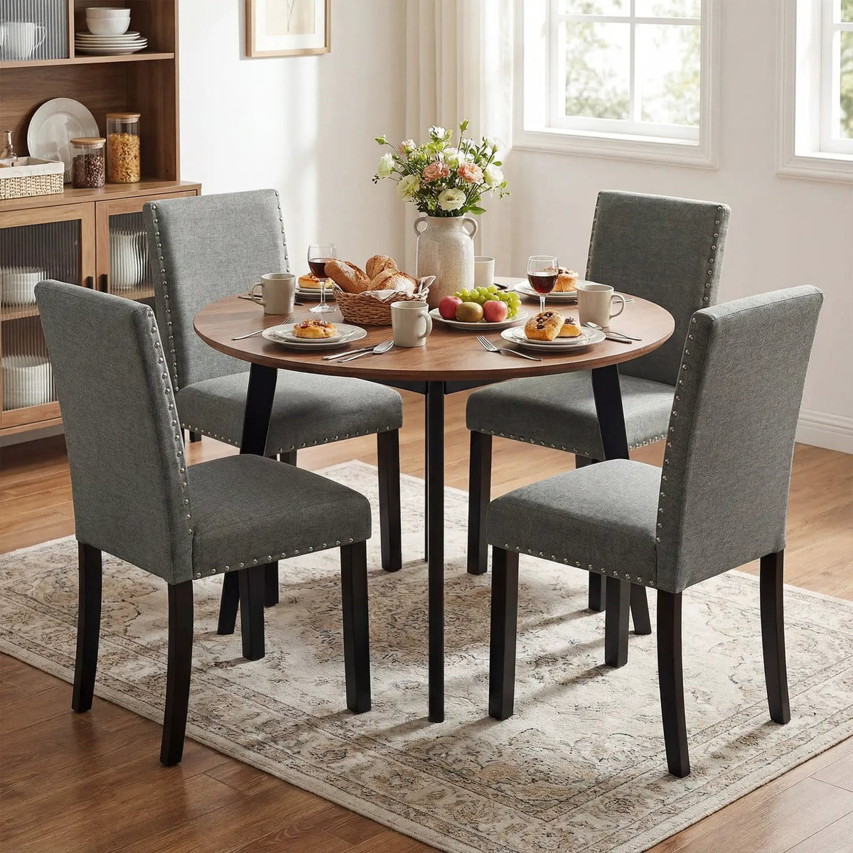 Wooden Dining Chairs Set of 4 with Bent Wood Legs by DirectDeals