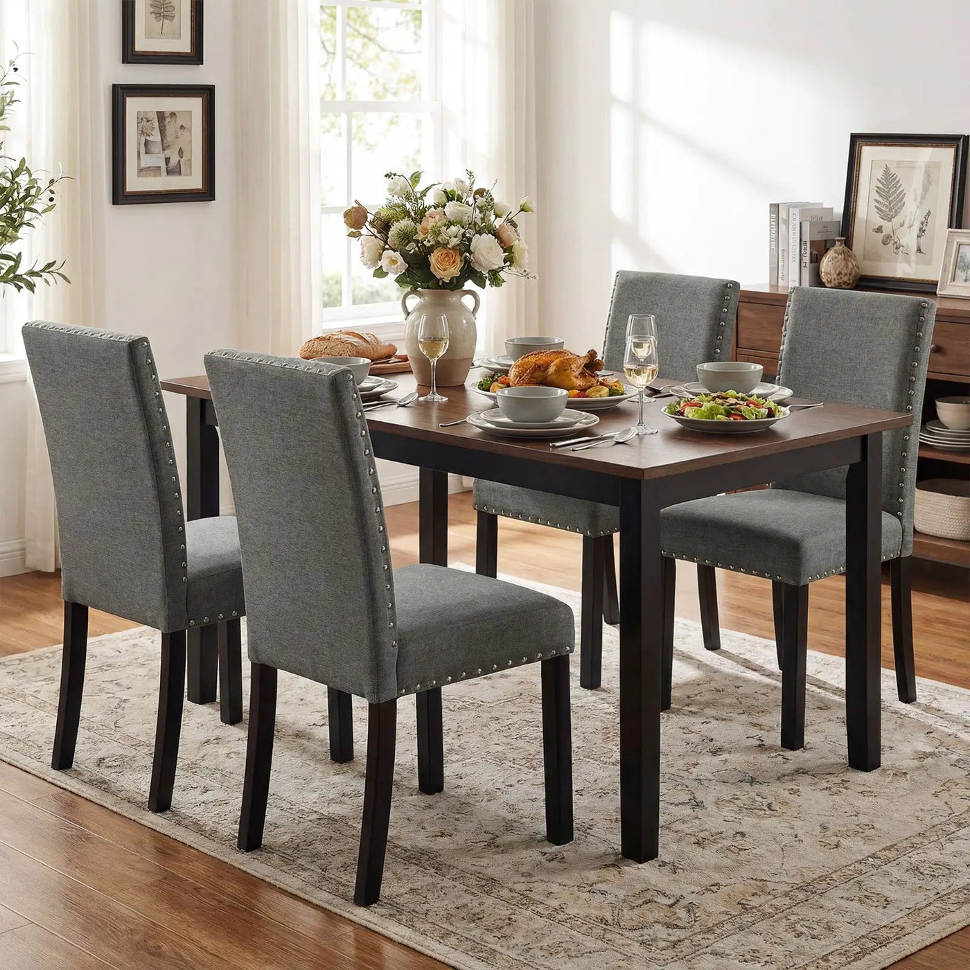 Wooden Dining Chairs Set of 4 with Bent Wood Legs by DirectDeals