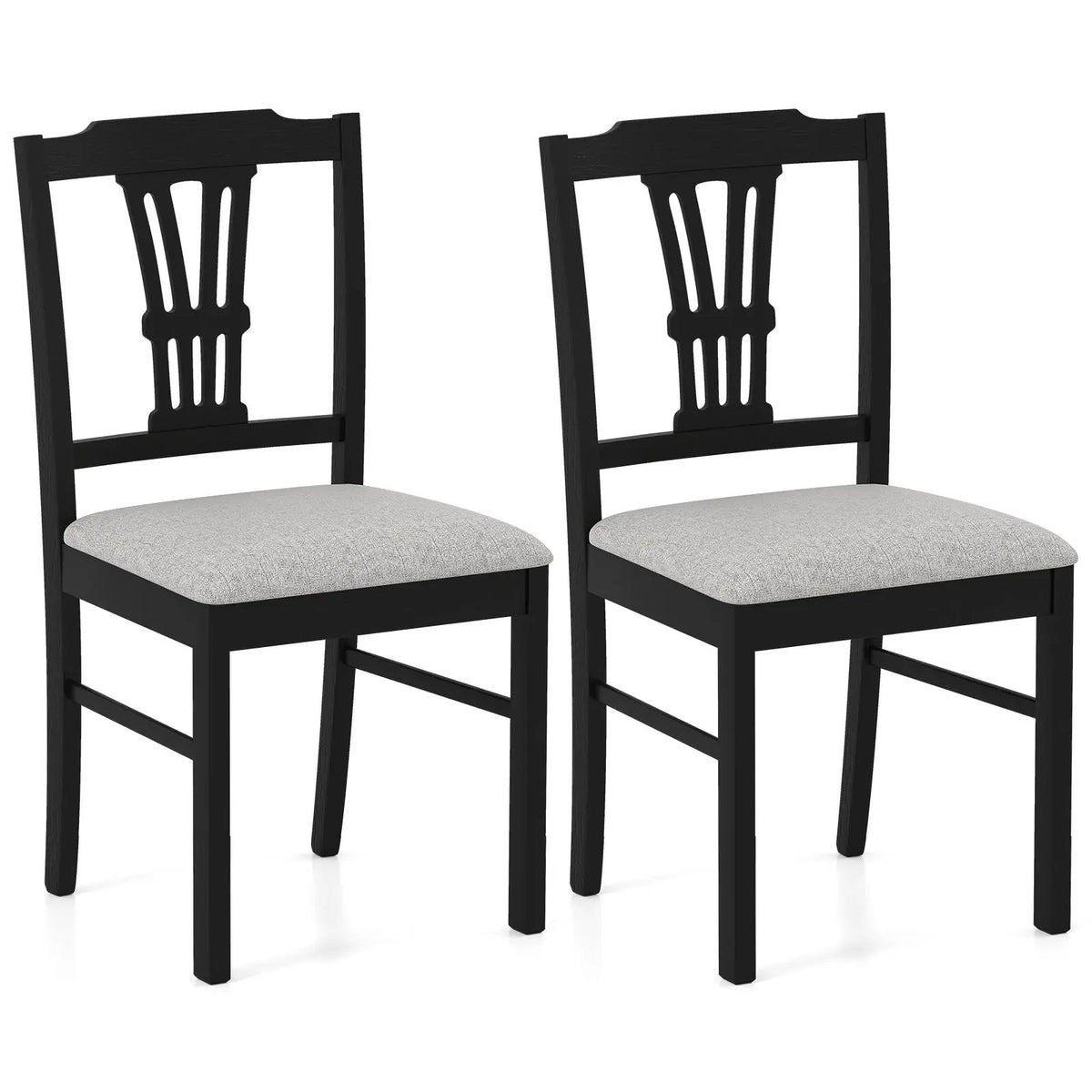 Wooden Dining Chairs Set of 2 Upholstered Kitchen Chairs with Solid Rubber Wood Frame by DirectDeals