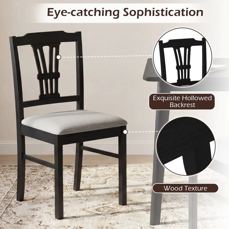 Wooden Dining Chairs Set of 2 Upholstered Kitchen Chairs with Solid Rubber Wood Frame by DirectDeals