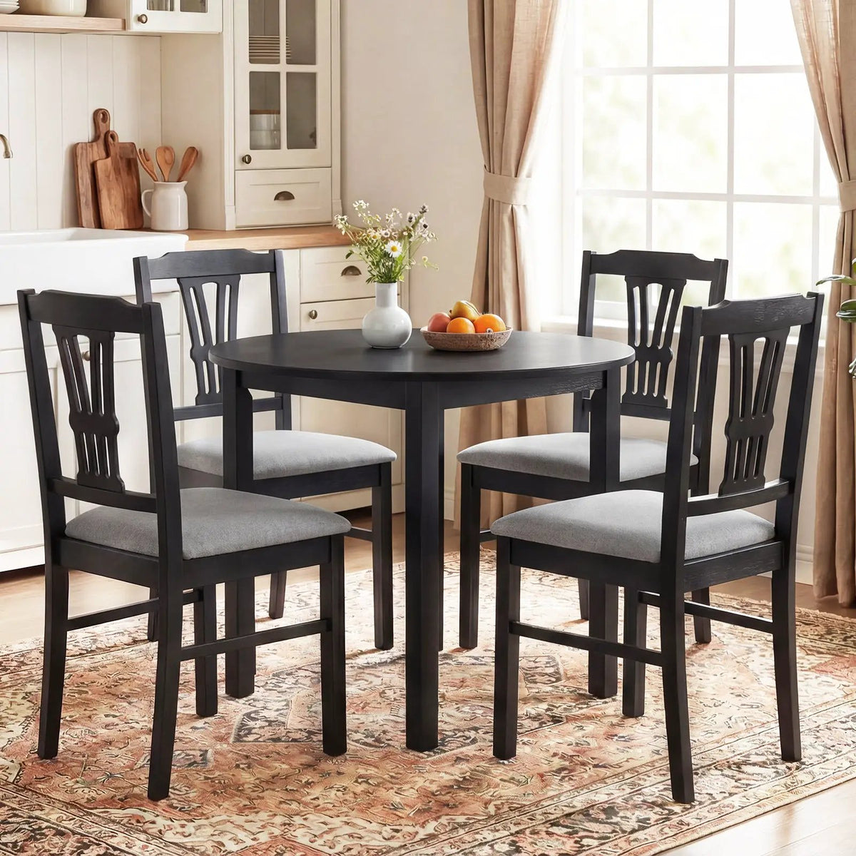 Wooden Dining Chairs Set of 2 Upholstered Kitchen Chairs with Solid Rubber Wood Frame by DirectDeals