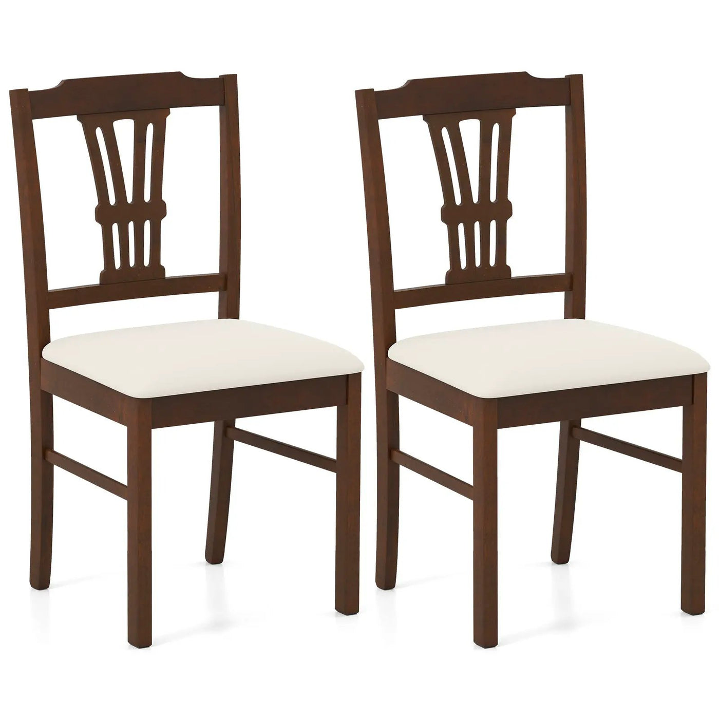 Wooden Dining Chairs Set of 2 Upholstered Kitchen Chairs with Solid Rubber Wood Frame by DirectDeals