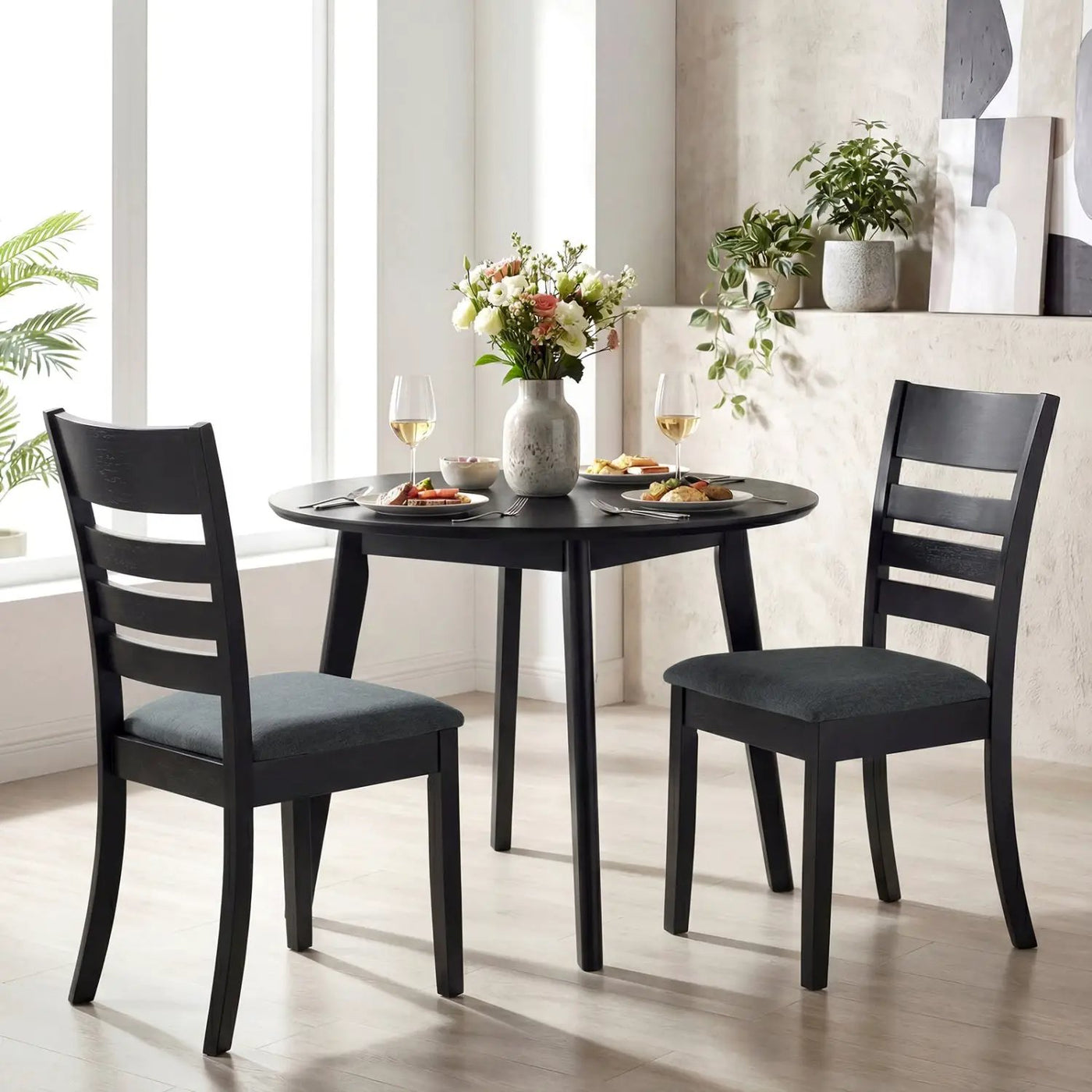 Wooden Dining Chairs Set of 4 Upholstered Kitchen Chairs with Rubber Wood Frame by DirectDeals