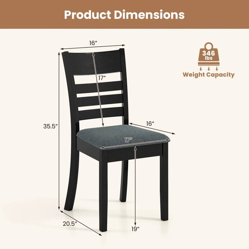 Wooden Dining Chairs Set of 4 Upholstered Kitchen Chairs with Rubber Wood Frame by DirectDeals