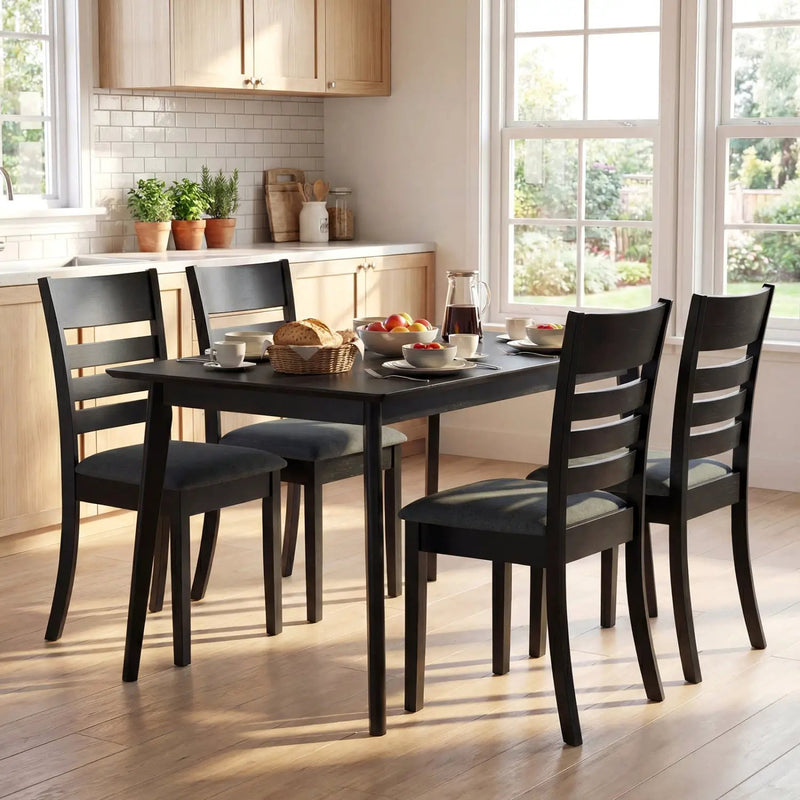 Wooden Dining Chairs Set of 4 Upholstered Kitchen Chairs with Rubber Wood Frame by DirectDeals