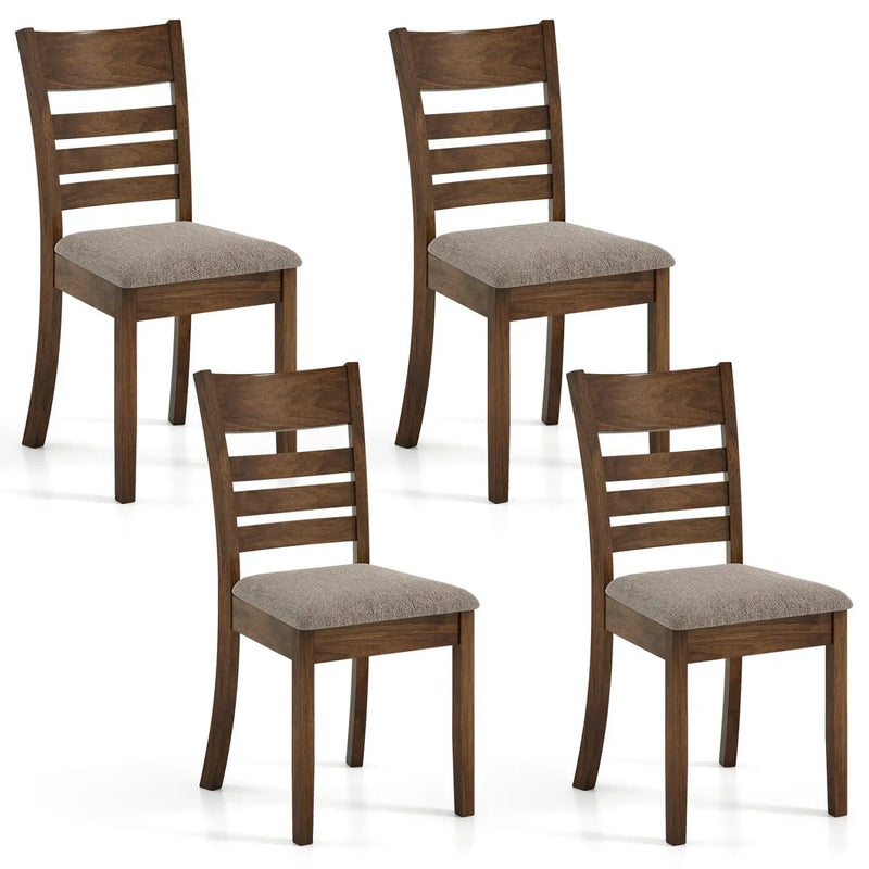 Wooden Dining Chairs Set of 4 Upholstered Kitchen Chairs with Rubber Wood Frame by DirectDeals