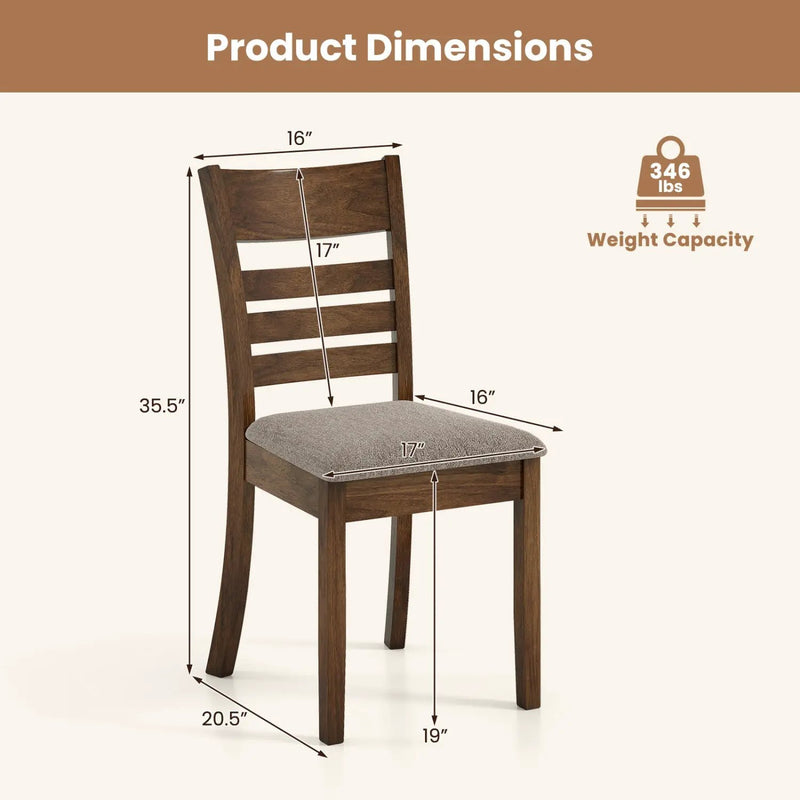 Wooden Dining Chairs Set of 4 Upholstered Kitchen Chairs with Rubber Wood Frame by DirectDeals